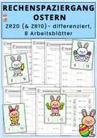 Vorschau - Arbeitsblätter - Rechenspaziergang Ostern XL, Addition & Subtraktion ZR20 / ZR10, 8 Arbeitsblätter, Mathe Klasse 1 - Deckblatt