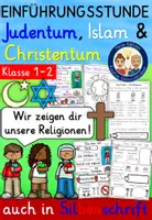 Vorschau - Stundenentwürfe - Weltreligionen Judentum Christentum Islam EINFÜHRUNGSSTUNDE Klasse 1 und 2 Ethik Religion FREEBIE - Deckblatt