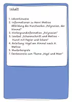 Vorschau - Arbeitsblätter - Vögel am Himmel nach Henri Matisse - Scherenschnitttechnik - Kunstidee Frühling, Sommer, Kunst Grundschule - Seite 1