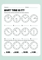 Vorschau - Arbeitsblätter - Telling Time | Clocks Worksheets - Deckblatt