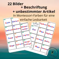 Vorschau - Spiele - 22 Bildkärtchen mit Montessori-Beschriftung in der Farbe Grau - Seite 1