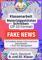 Vorschau - Klassenarbeiten - Klassenarbeit Materialgestütztes Schreiben – Fake News - Deckblatt