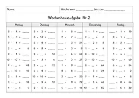 Vorschau - Arbeitsblätter - Wochenhausaufgabe Mathematik, 2.Klasse, Malaufgaben, alle Reihen - Seite 3