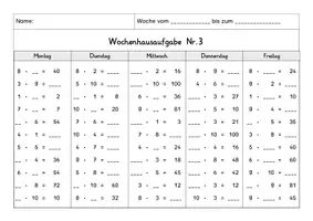 Vorschau - Arbeitsblätter - Wochenhausaufgabe Mathematik, 2.Klasse, Malaufgaben, alle Reihen - Seite 3