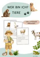 Vorschau - Spiele - Wer bin ich? | Tiere | Quiz | Lese- & Ratespiel - Deckblatt