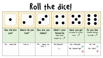 Vorschau - Spiele - Englisch Warmup - Roll the Dice (Frage und Antwort Spiel) - Deckblatt