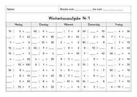 Vorschau - Arbeitsblätter - Wochenhausaufgaben Mathematik: Einmaleins für 4 x 4 Wochen - Seite 2