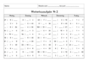 Vorschau - Arbeitsblätter - Wochenhausaufgaben Mathematik: Einmaleins für 4 x 4 Wochen - Seite 3