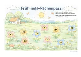 Vorschau - Arbeitsblätter - Individueller Rechenpass für den Frühling - Deckblatt