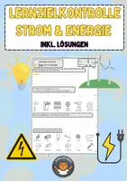Vorschau - Klassenarbeiten - Lernzielkontrolle Strom / Energie / Elektrizität (inkl. Lösungen) - Deckblatt