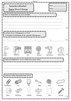 Vorschau - Klassenarbeiten - Lernzielkontrolle Strom / Energie / Elektrizität (inkl. Lösungen) - Seite 1