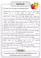 Vorschau - Arbeitsblätter - Apfelsaft Lückentext Vertiefung mit Wortspeicher und Transferaufgabe + Lösungen - Seite 2