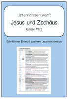 Vorschau - Stundenentwürfe - Unterrichtsentwurf Jesus und Zachäus (Entwurf Ev. Religion) - Deckblatt