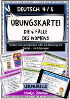Vorschau - Präsentationen/Tafelbilder - Übungskartei Die 4 Fälle des Nomens - Klasse 4 / 5 - Deckblatt