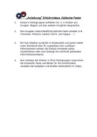 Vorschau - Arbeitsblätter - Arbeitsauftrag und Checkliste Erklärvideos (Jüdische Feste) - Deckblatt