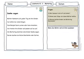 Vorschau - Arbeitsblätter - Muttertag Klasse 2 – Lesetexte Arbeitsblätter differenziert - Seite 3