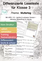 Vorschau - Arbeitsblätter - Muttertag Klasse 3 – Lesetexte & Arbeitsblätter | Geschichte des Muttertags und Dankbarket - Deckblatt