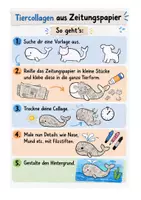 Vorschau - Mal- und Bastelvorlagen - Tiercollagen aus Zeitungspapier Kunstunterricht - Seite 1