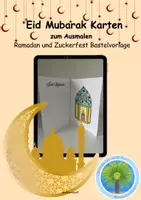 Vorschau - Arbeitsblätter - 🌙Eid Mubarak Karte zum Ausmalen | Grußkarten Eid | Grußkarten Zuckerfest | Bastelvorlage Zuckerfest | - Deckblatt