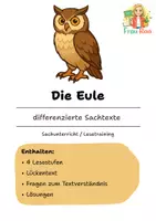 Vorschau - Arbeitsblätter - Die Eule - Differenzierte Sach- und Lesetexte - Deckblatt