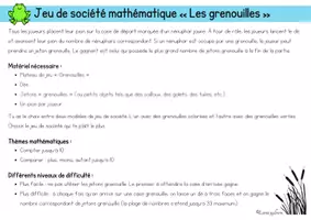 Aperçu - Jeux - Jeu de société « Les grenouilles » : compter et comparer - Page 1