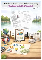 Vorschau - Arbeitsblätter - Werbung schafft Wünsche? - Arbeitsmaterial inkl. Differenzierung - Deckblatt