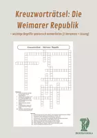 Vorschau - Spiele - Kreuzworträtsel: Die Weimarer Republik – wichtige Begriffe spielerisch wiederholen (2 Varianten + Lösung) - Deckblatt