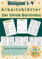 Vorschau - Arbeitsblätter - Arbeitsblätter- Der blinde Bartimäus Jesus 1-4 Klasse - Deckblatt