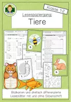 Vorschau - Arbeitsblätter - Differenzierter Lesespaziergang: Tiere (bewegtes Lernen) - Deckblatt