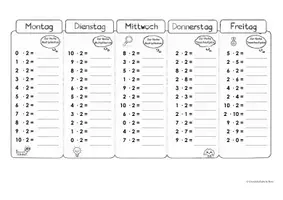 Vorschau - Arbeitsblätter - Multiplikations-Wochenplan – kleines Einmaleins üben - Deckblatt