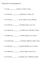 Voorbeeld - Prepositions in French Worksheet (Class 7) - Pagina 1