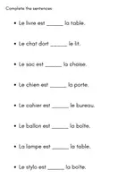 Voorbeeld - Prepositions in French Worksheet (Class 7) - Pagina 3