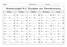 Vorschau - Arbeitsblätter - Wochenhausaufgabe Mathematik, 2.Klasse, Plus im ZR100 oÜ - Seite 3