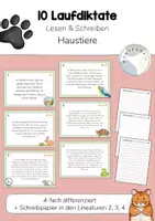 Vorschau - Arbeitsblätter - 10 Schleichdiktate / Laufdiktate: Haustiere - Schreiben & Lesen üben (Klasse 2, 3, 4) - Deckblatt