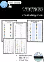 Vorschau - Unterrichtsreihen - Weather Vocabulary sheets - + Digi Sheet - Deckblatt