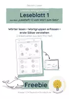 Vorschau - Arbeitsblätter - FREEBIE: Anfangslesen | Arbeitsblatt 1 | Deutsch Lesen Klasse 1–2 - Deckblatt