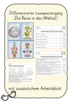 Vorschau - Stundenentwürfe - Kl.2: Differenzierter Lesespaziergang "Die Reise ins Weltall" mit Zusatzblatt - Deckblatt