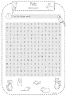 Vorschau - Arbeitsblätter - Pets - Word Search mit Lösungen - Seite 1