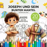 Vorschau - Mal- und Bastelvorlagen - Joseph Und Sein Bunter Mantel – Ausmalbilder Bible Story - Deckblatt