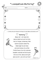Vorschau - Arbeitsblätter - * Lesespaß * zum Muttertag und Vatertag - Gedichte #homeschooling - Deckblatt