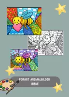 Vorschau - Mal- und Bastelvorlagen - Fröhliche Ausmalbilder | Karten | Popart Bienen | Bienenklasse - Deckblatt