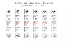Vorschau - Arbeitsblätter - Bildkarten passend zum A5 Schreibheft Lineatur Klasse 1 - Deckblatt