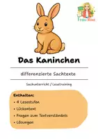 Vorschau - Arbeitsblätter - Das Kaninchen - Differenzierte Sach- und Lesetexte - Deckblatt