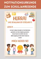 Vorschau - Anderer Materialtyp - Urkunde zur Zeugnisübergabe | Abschluss Schuljahr | Belohnung Grundschule | Urkunde zum Schuljahresende | Beilage zum Zeugnis - Deckblatt