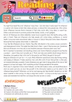 Vorschau - Arbeitsblätter - Reading Comprehension What is an Influencer - Grade 7 - Deckblatt