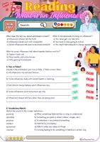 Vorschau - Arbeitsblätter - Reading Comprehension What is an Influencer - Grade 7 - Seite 1