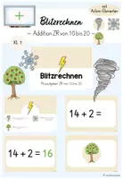 Vorschau - Präsentationen/Tafelbilder - Blitzrechnen (Digitale Tafel) - Addition ZR von 10 bis 20 (Mathe Klasse 1) - Deckblatt