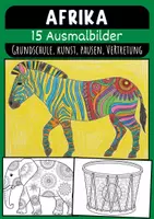 Vorschau - Mal- und Bastelvorlagen - Afrika Mandalas für Kinder Ausmalbilder für Grundschule Kunst - Deckblatt