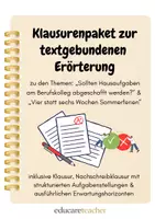 Vorschau - Klassenarbeiten - Klausurenpaket zur textgebundenen Eröterung - Deckblatt