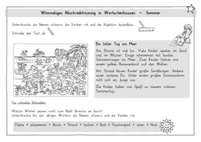 Vorschau - Arbeitsblätter - Sommer: Wimmeliges Abschreibtraining in Wortartenhausen (3-fach diff.) - Deutsch - Kl. 2 - Seite 2